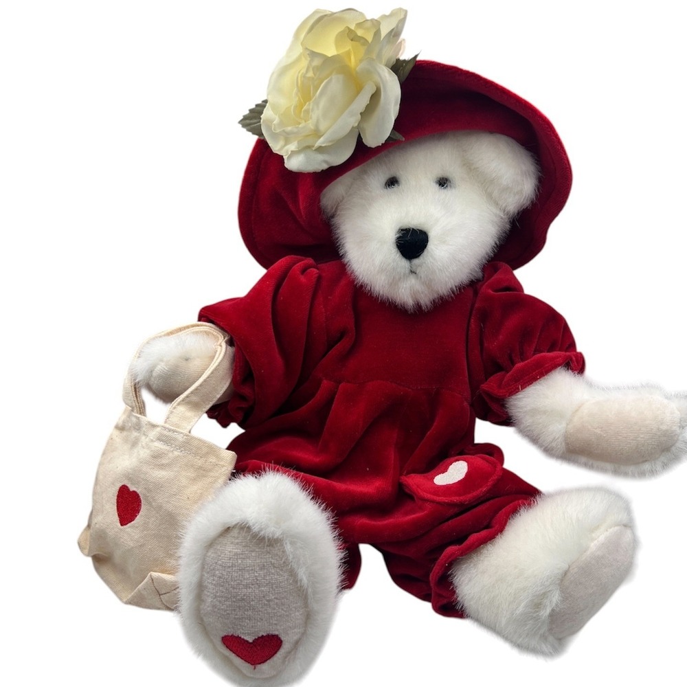 Boyds Bears Hannah Plush 14in Red White New Archive Collection 99334V Velvet